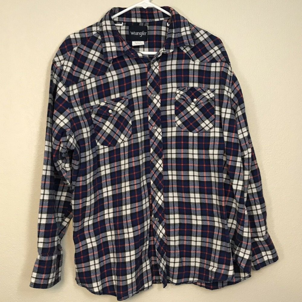 Wrangler Plaid Western Pearl Snap Men's XXL